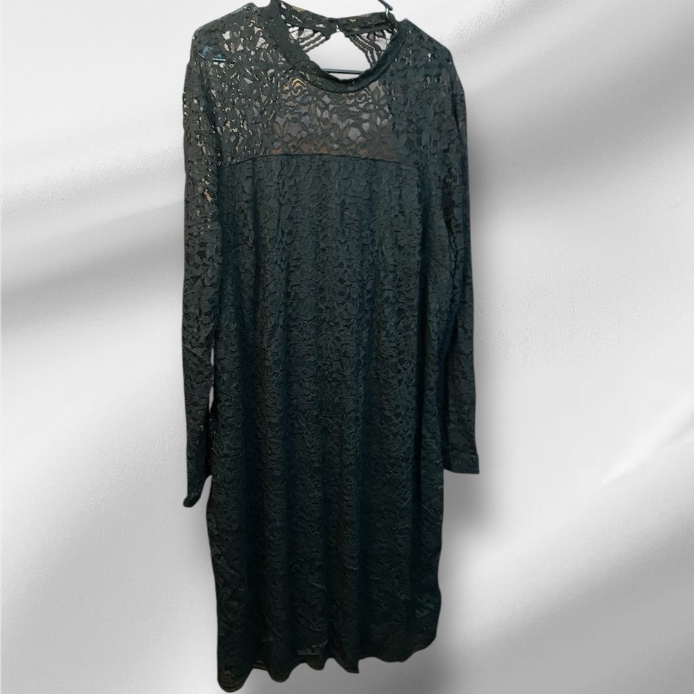 Lane Bryant Black Stretch Lace Midi Dress Size 26 NWOT